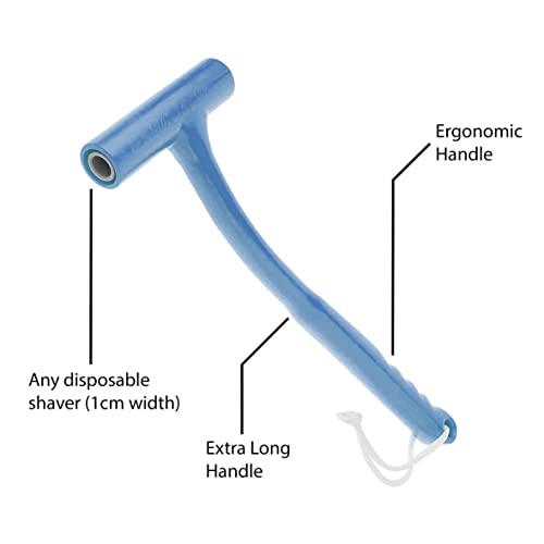 Back Shaver for Men - Razor Extension Handle. Ergonomic Manscape Yeti Stick. Leg & Back Shavers for Men & Women. Men's Back Hair Remover Wand. DIY Body Groomer Free Disposable Shaver Included