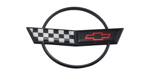 Image of 1Pc C4 Corvette Front Nose Hood Emblem 3D Badge Cross Flag Fits for 84 Through 90 Corvettes 10209060 (Black)