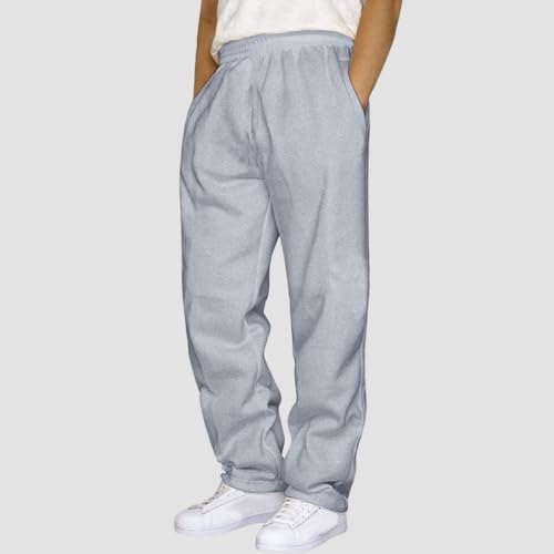 Mens Tall Sweatpants Open Bottom Wide Leg Joggers Lounge Pants Light Gray - image 2