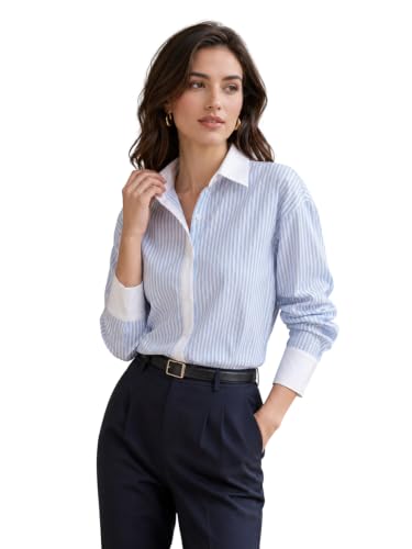 Image of Leriya Fashion Women's Rayon Shirt| Korean Style Full Sleeve Oversized Button Down Shirts | Tops for Women | Plus Size Workwear Top for Office & Casual Wear