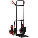 DURHAND Diable d'escalier Pliable 120 kg 6 Roues, Diable demenagement Robuste en Acier avec Cordes télescopiques, Chariot de Transport pour entrepôt, aéroport, Objets volumineux & Lourds, Rouge