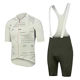 [サンティック] メンズ サイクルジャージ 上下セット 半袖 サイクリングジャージ 自転車ウェア ロードバイク 春夏 速乾吸湿 通気 弾力 日焼け止め ホワイト M