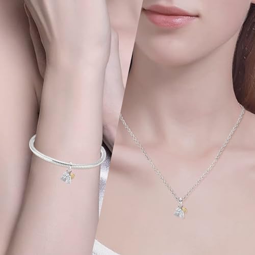 Charms Beads 925 Sterling Silver Gold Love Murano Glass Dangle Pendant with 5A Cubic fits for Charms Bracelets for Woman Girl Mother's Day Christmas Birthday Gift2