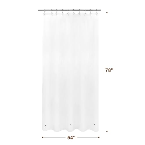Image of Barossa Design 54 inch x 78 inch Frosted Stall Shower Curtain Liner with 3 Magnets - Waterproof PEVA Shower Liner for Bathroom Stall, PVC Free, Metal Grommets - Frost, 54x78