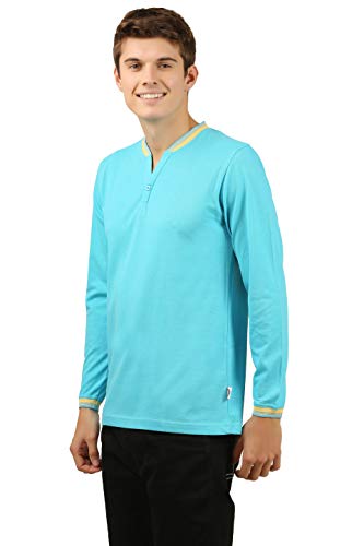 Image of Zebu Men's Full Sleeve Cotton Henley Neck Tshirt with bio wash (Pack of 1).
