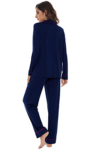 Image of WiWi Viscose from Bamboo Women's Pajamas Set Super Soft Button Down Top and Pants Sleepwear Cooling Pjs S-3X