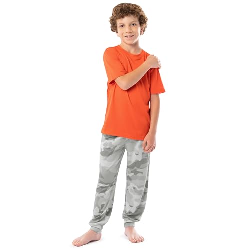 Fruit of the Loom Boy's Getaway Loose Fit 4-piece Pajama Set, OrangeCamo, 4/5 - image 2