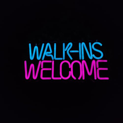 Image of Walk Ins Welcome Neon Signs For Wall Decor, 15.7 * 7.7 Inches Studio Room Led Lights Sign, Pink Business Decor, Aesthetic Operated Light, Store Room Accessories For Door Decorations, SIGNVIA