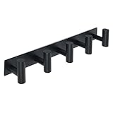 Alise Black Towel Hooks Towel Robe Coat Hook Rail with 5 Hooks Wall Mount Key Hooks for Coat Hat Towel Purse Robes Mudroom Bathroom,SUS304 Stainless Steel Wall Hooks Self Adhesive and Drilling