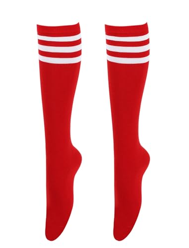 Image of Women's Knee High Athletic Socks Casual Stripes Tube Socks Outdoor Sport Socks