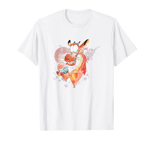 T-shirt Mulan Mushu Disney avec imprimé coucher de soleil pour fan de pop culture