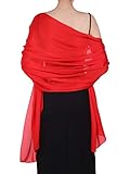 Boao Women Scarves Soft Long Satin Shawl Wrap Light Sheer Scarf for Wedding Party Accessory (Red)