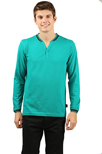 Image of zebu Men's Full Sleeve Cotton Henley Neck Tshirt with bio wash (Pack of 1).