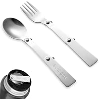 Nogeqi 2 Stück Edelstahl Klapplöffel Für Joghurtbecher, Faltbare Spork Gabel Und Löffelset, Klapp Löffel To Go Faltbar, Foldable Fork And Spoon, Faltlöffel Für Picknick Reise Camping