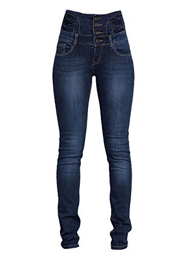 Andongnywell Ladies Elastic Waist Slim Soft Pencil Jeans Women's High Rise Pull-On Stretch Skinny Jeans