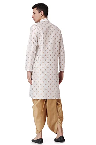 Image of Royal Kurta Men's Silk Blend Printed Kurta Dhoti Set