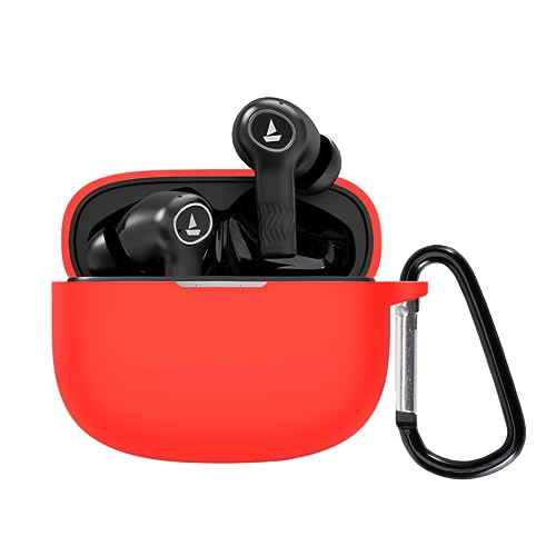 Image of New Silicone Case Compatible with Boat Nirvana ion Protective Soft Silicone 360 Full Protection Dust-Proof Shockproof Case Cover with Hook (Cover Only) (Red)