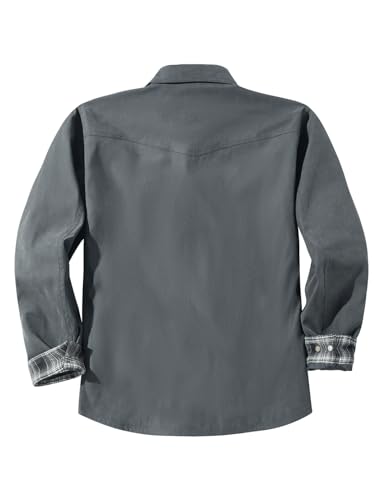 Haellun Men's Flannel Lined Shacket Long Sleeve Plaid Western Cowboy Snap Button Down Shirts Jackets with Pockets4