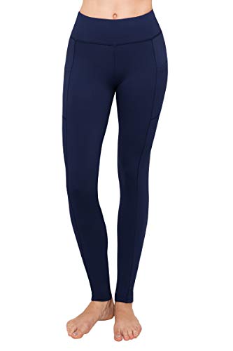 ALWAYS Women's High Waist Yoga Pants - Premium Soft Tummy Control Workout Stretch Solid Pants with Pockets Navy S - image 3