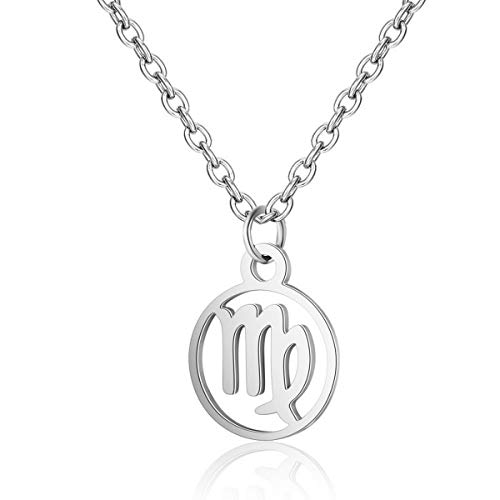 IDB Stainless Steel Astrology Constellation Zodiac Sign Pendant Necklace - 1/2 Inch Pendant and 16" Chain (Virgo - August 23 - September 22) IDB Stainless Steel Astrology Constellation Zodiac Sign Pendant Necklace - 1/2 Inch Pendant and 16" Chain (Virgo - August 23 - September 22)