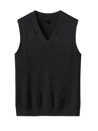 Men's Winter V-Neck Knitwear Thick Solid Color Loose Knitwear Knitwear Vest4