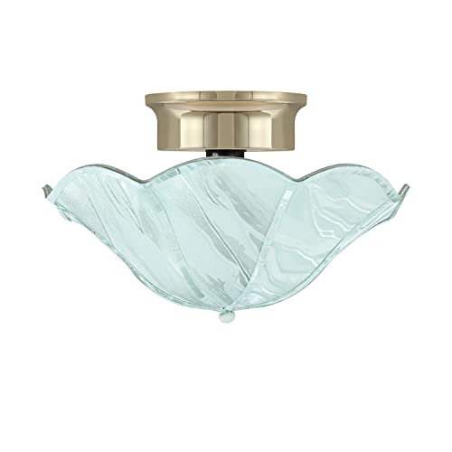 Image of Aspen Creative 52005 Ceiling Clip-on Lamp Shade, Transitional Design in Light Green with Wavy Pattern, 13 inch Diameter x 5 inch Height