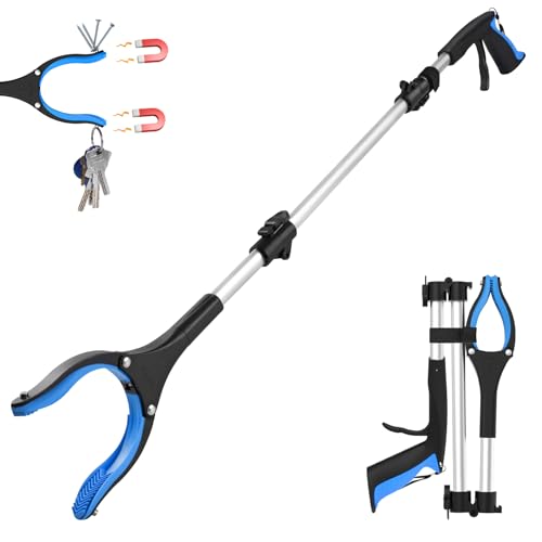 91cm/36″ Litter Pickers Grabber Stick, Helping Hand Grabber for Adults, Disabled, and Elderly, Heavy Duty Pick Up Stick, Blue