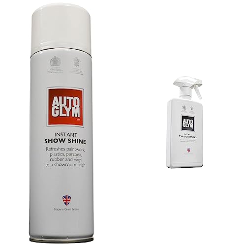 Autoglym Instant Show Shine, 450mL – Car Shine Spray Refreshes Paintwork, Plastics, Perspex, Rubber and Vinyl To a Showroom Finish & Instant Tyre Dressing, 500ml – Spray-on Tyre Care Solution