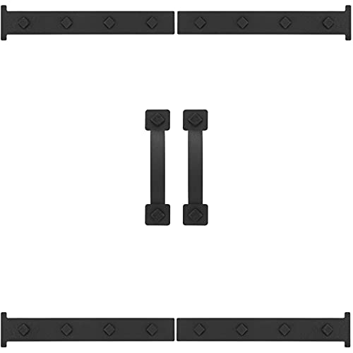 HILLMASTER Garage Door Magnetic Decorative Hardware, 6 Pieces Rectangle Garage Door Magnets Accents Curb Appeal Faux Hinges and Handles Garage Door Decor Hardware Kit, Black(4 Hinges+2 Handles)