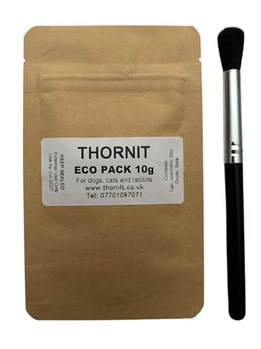 THORNIT Ear Mite Powder-10g TRIAL SIZE Re-sealable POUCH with Easy Application Brush - Dogs Cats & Rabbits. Sore itchy yeasty Ears Paws & skin. The original & Genuine 100 year old proven formula!
