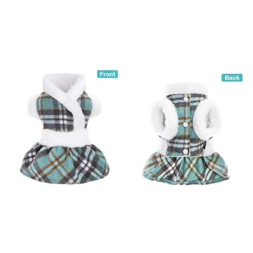 Image of Dog Christmas Sweater Dog Winter Clothes for Small Dogs Boy Girl Fall Puppy Dress Warm Fleece Chihuahua Yorkie Teacup Doggie Sweaters Dresses Doggy Sweater for Small Dogs Girl Cat Outfits, Green, XS