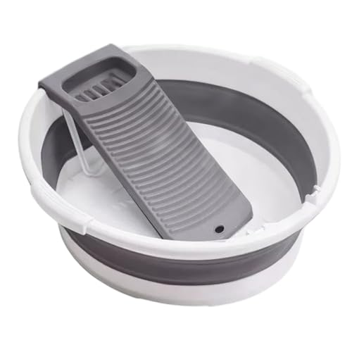 Faltbares Waschbrett mit Waschbrettbecken mit Seifenschale und Abflussloch, 2-in-1-Leichtwaschbadewanne für Wäsche, Kleidung und Reisengebrauch