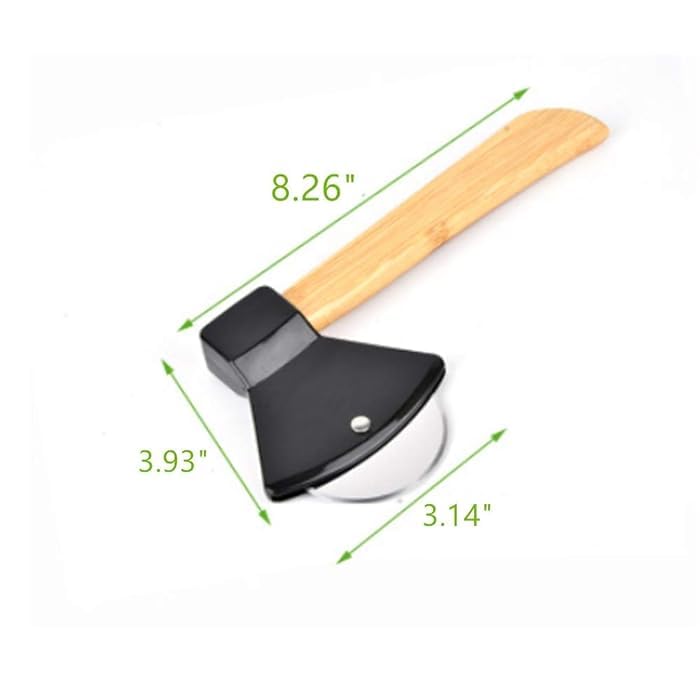 Image of Axe Shaped Pizza Cutter with Sharp Rotating Blade for Pizza, Bread, Cakes (Multi) - RA075-BLACK