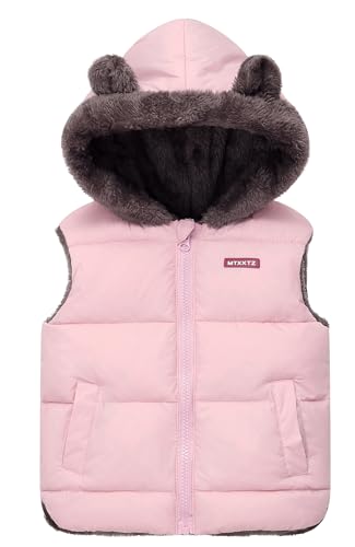 SEAUR Abrigo Chaqueta con Capucha Ligero Cálido Niño Niña Chaleco sin Mangas Otoño/Invierno Chaleco Reversible Acolchado con Cremallera Rosa 4-5 Años