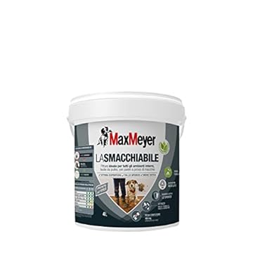 MAXMEYER PITTURA MURALE PER INTERNI, PER PARETI SENZA MACCHIE, LA SMACCHIABILE BIANCA 4 L