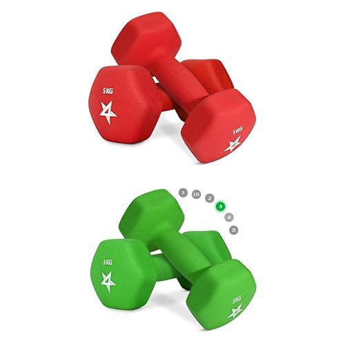 Yes4All Combo Hex Neopren Hanteln Gewichte für Krafttraining, Yoga, Pilates - Kurzhanteln 2er Set, Dumbbells für Frauen und Männer