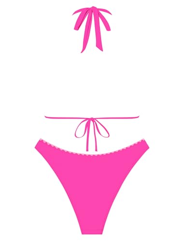 Image of ZAFUL Women Halter Dual Straps Whip Stitch Floral Triangle Bikini Swimsuits