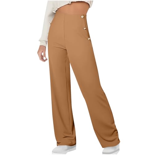 Oplxuo Women High Waist Dress Pants Business Casual Work Pants Wide Leg Comfy Loose Long Trousers with Pockets
