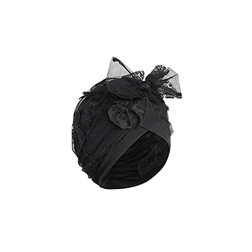 Gorro de baño Gorros de baño de Moda for Mujer, Impermeables, protegen Las Orejas, Deportes, Piscina, Gorros de baño for Mujer, Gorro de Ducha con Lazo de Encaje for Hombre(Black)