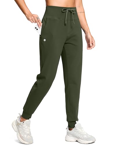 Image of G Gradual Women's Fleece Lined Joggers with Zipper Pocket Water Resistant Running Hiking Pants Winter Warm Thermal Sweatpants