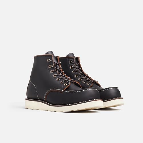 Image of Red Wing Shoes Heritage Classic Moc #8849 Men's 6-Inch Boot, Full Grain Oiled and Waxed Leather, Traction Tred Wedge Sole, Black, 7.5 Medium (D)