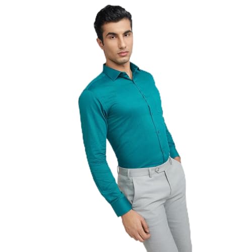 Image of Park Avenue Men Pure Cotton Slim Fit Structure Pattern Semi Cutaway Collar Formal Shirt