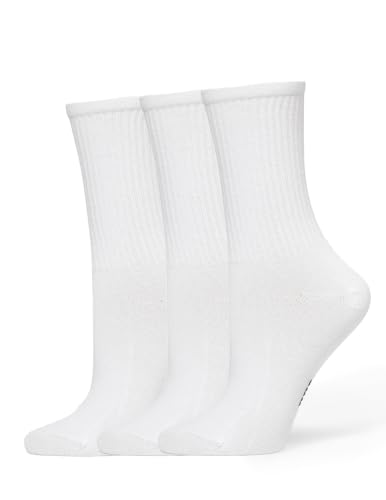 Image of HUE Women's Casual Ribbed Must-have Crew Lightweight Athletic Socks 3 Pair Pack