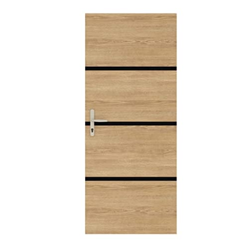 Nordlinger Pro Türrenovierungsset Eiche Natur 890513-4 Furnierblätter 85 x 50 cm & 3 Profile schwarz 85 x 2 cm