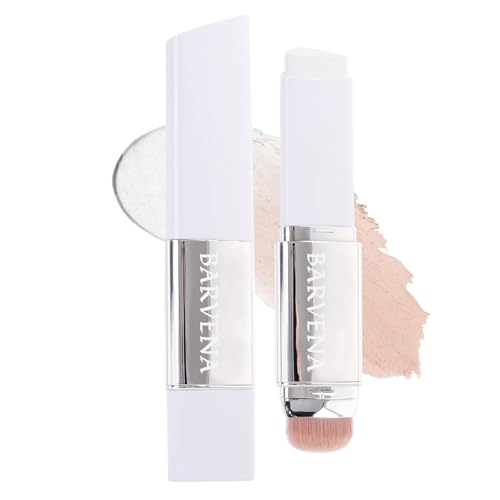 BARVENA Color Changing Foundation Stick with Brush, 2-in-1 Waterproof Long Lasting, Medium to Full Coverage Dewy Finish Makeup, For Mature Skin & All Skin Tones, Nourishing Travel Size Ivory White