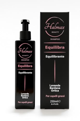 Halmax Shampoo Capelli Grassi 250ml | Shampoo Seboregolatore e Antiforfora Professionale | Cute Grassa e Punte Secche | Con Bardana, Ortica e Salvia | Made in Italy