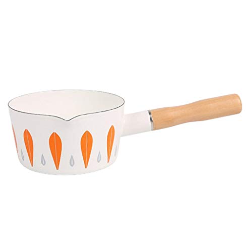 ZHZXBDGQ Sartén esmaltada de estilo japonés, mini calentador de mantequilla de 1 litro, cacerola de cocina con mango de madera, 15 cm de diámetro, B