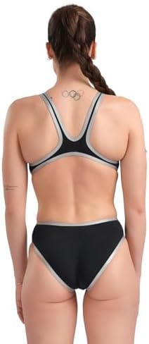 arena One Big Logo Badpak voor dames, sneldrogende, sportieve badmode van arena MaxLife Eco-weefsel met maximale chloorbestendigheid en 50 uv- bescherming, Sea Foam/Fluo Pink, 38