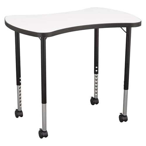 Image of Learniture Structure Series Collaborative Dry-Erase Activity Table, Bow-Tie Mobile Collaborative Table with Whiteboard Top, 24 inch L x 34 inch W x 30 inch H, White /Black