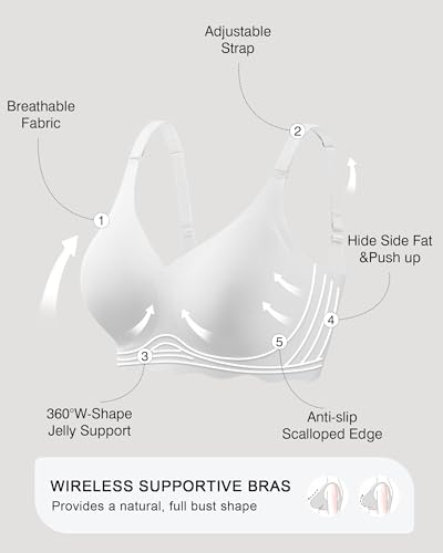 Image of Womens Wireless Jelly Bras No Underwire Support Push Up Removable Straps (U /Cross /Halter) Everyday Sports Bra